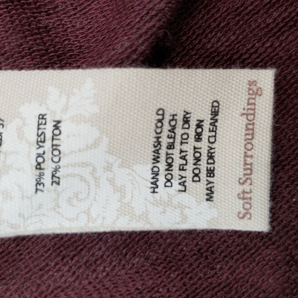 Soft Surroundings Long Hooded Cozy Wine Red Open Front Cardigan Sweater - Picture 10 of 10